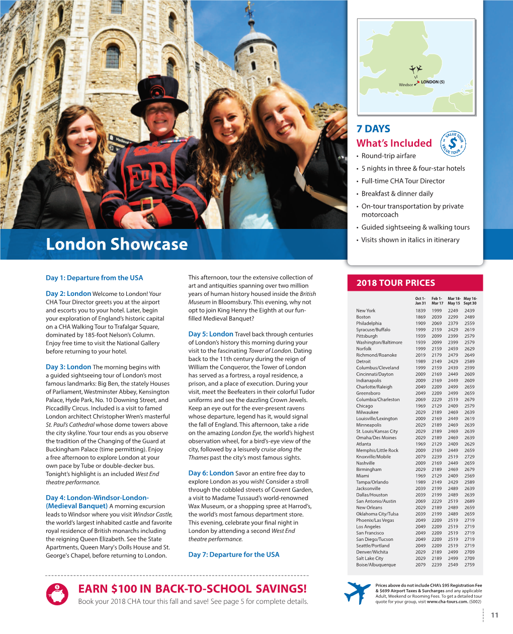 London Showcase • Visits Shown in Italics in Itinerary