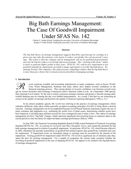 Big Bath Earnings Management: the Case of Goodwill Impairment Under SFAS No