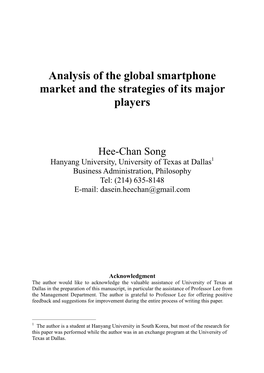 Analysis of the Global Smartphone Market and the Strategies of Its Major Players