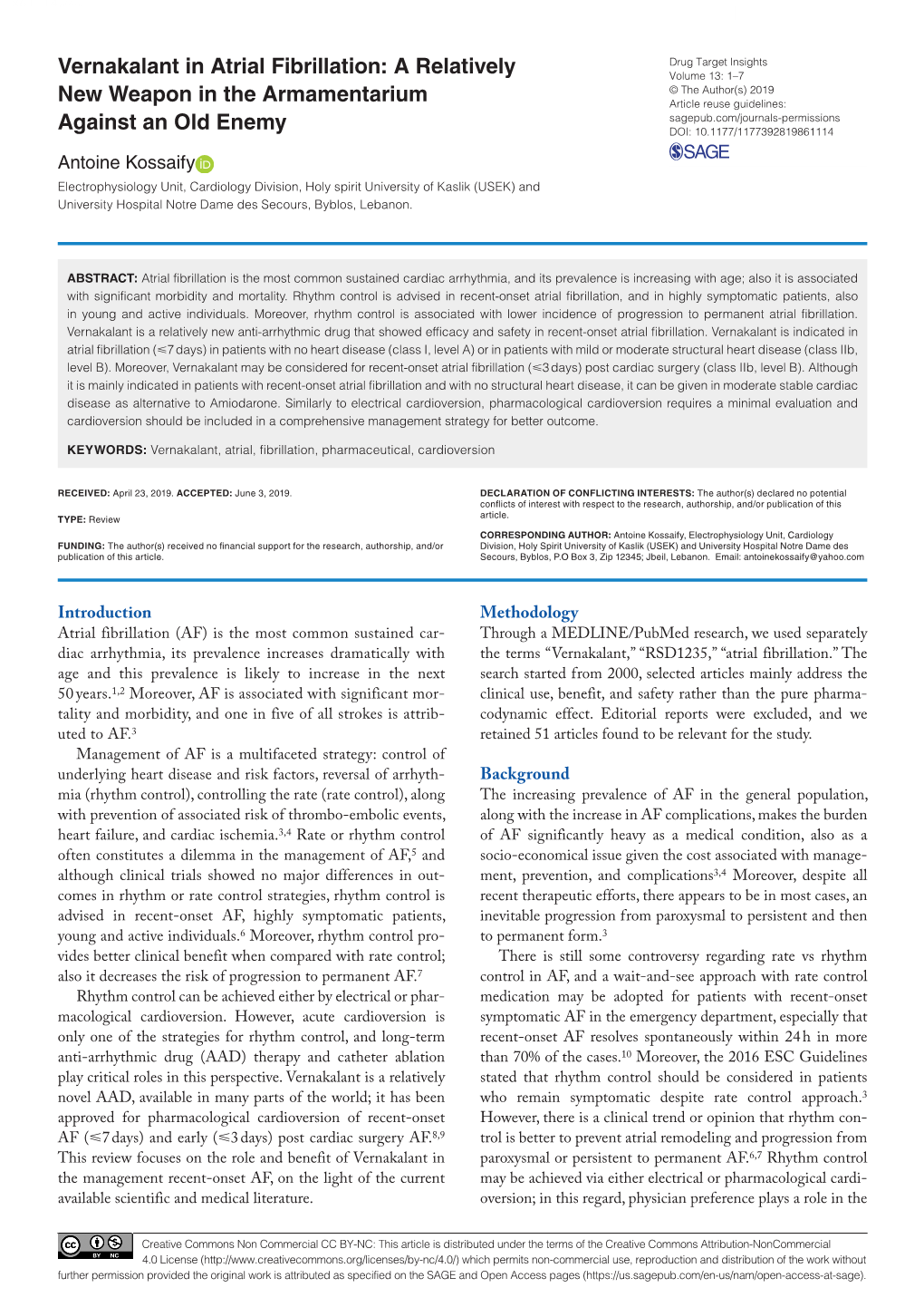 Vernakalant in Atrial Fibrillation: a Relatively New Weapon in The