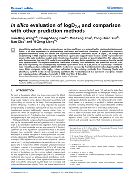 In Silico Evaluation of Logd7.4 and Comparison with Other Prediction