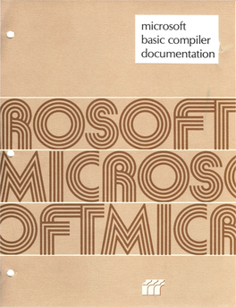 Microsoft Basic Compiler Docu Mentation Microsoft Basic Compiler Docu Mentation