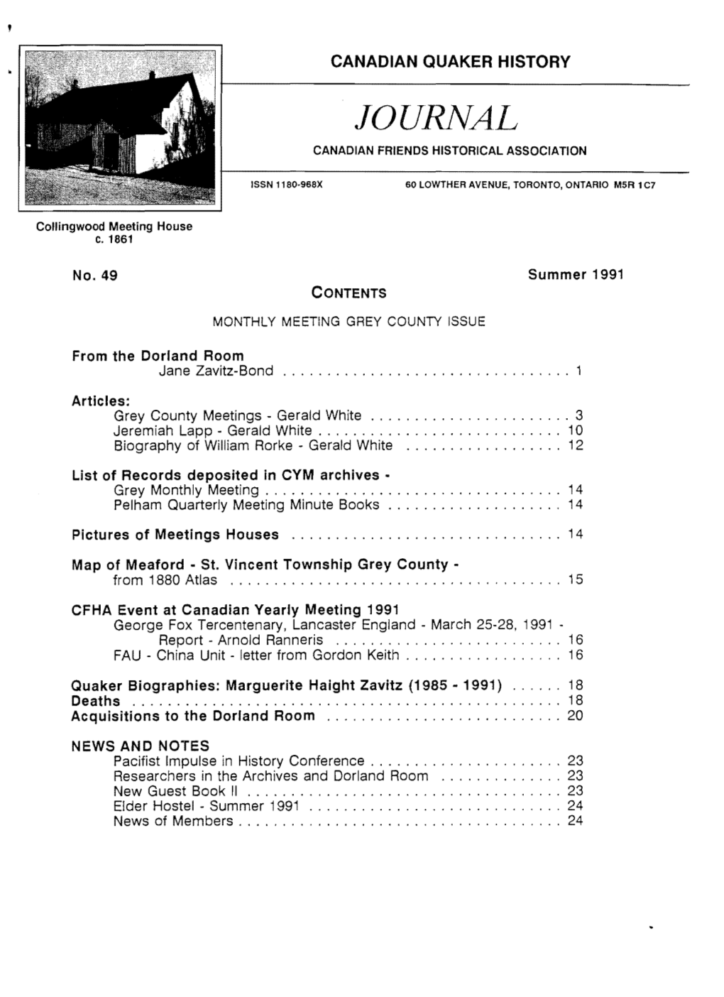 Canadian Quaker History Journal, No. 49, Pp. 3-10