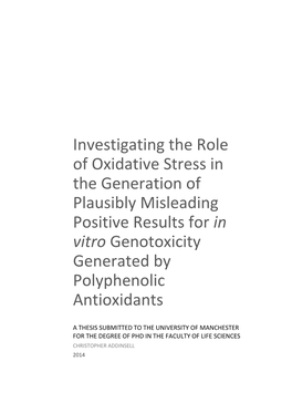 Investigating the Role of Oxidative Stress in the Generation Of