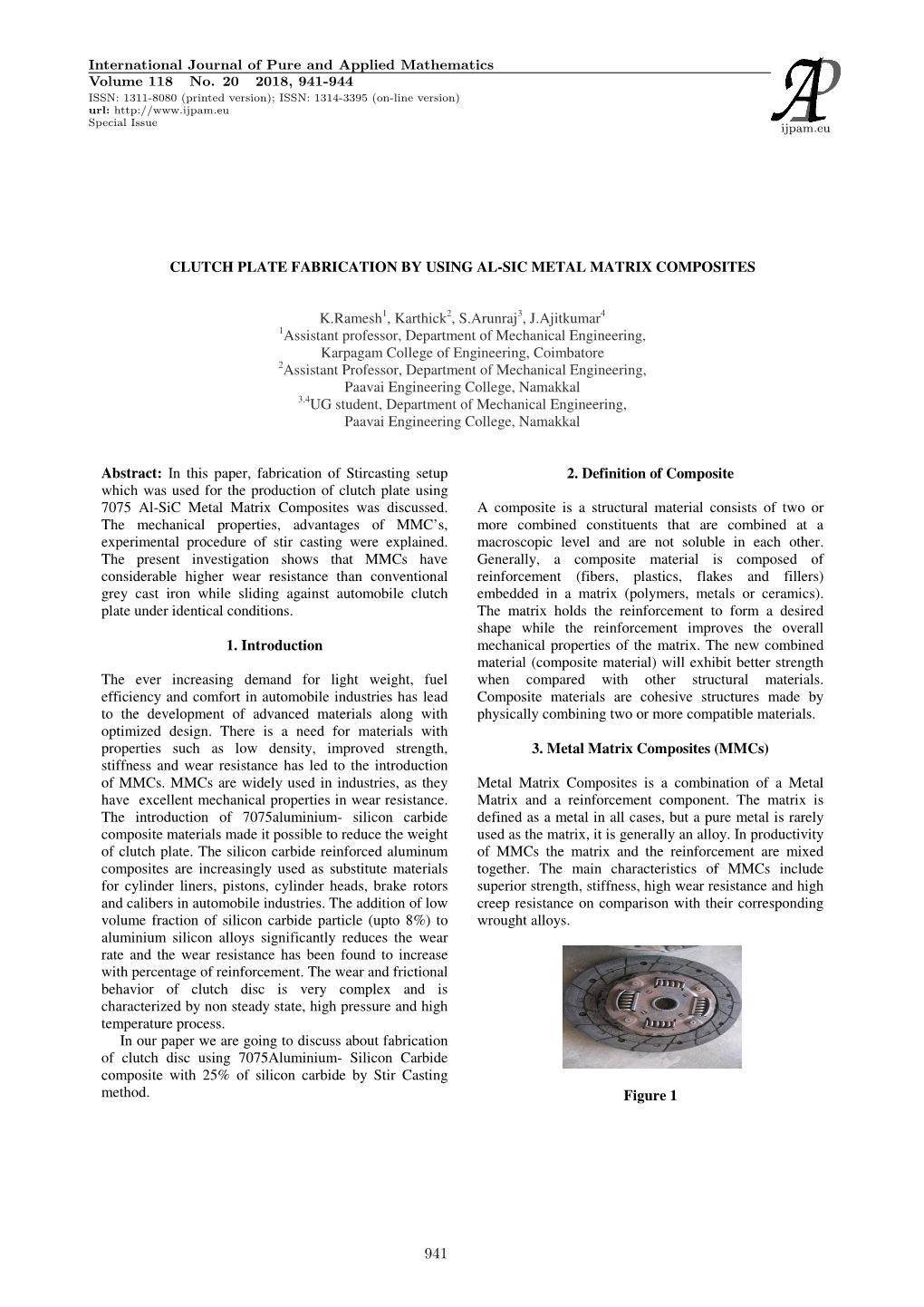 Clutch Plate Fabrication by Using Al-Sic Metal Matrix Composites