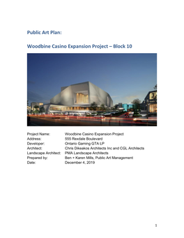 Woodbine Casino Expansion Project Public Art Plan