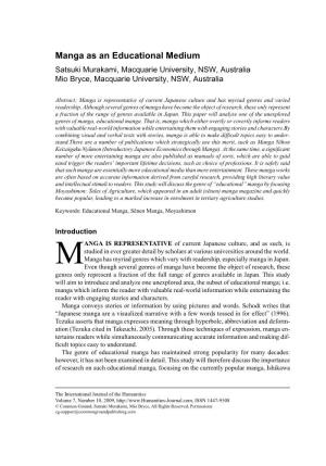 Manga As an Educational Medium Satsuki Murakami, Macquarie University, NSW, Australia Mio Bryce, Macquarie University, NSW, Australia