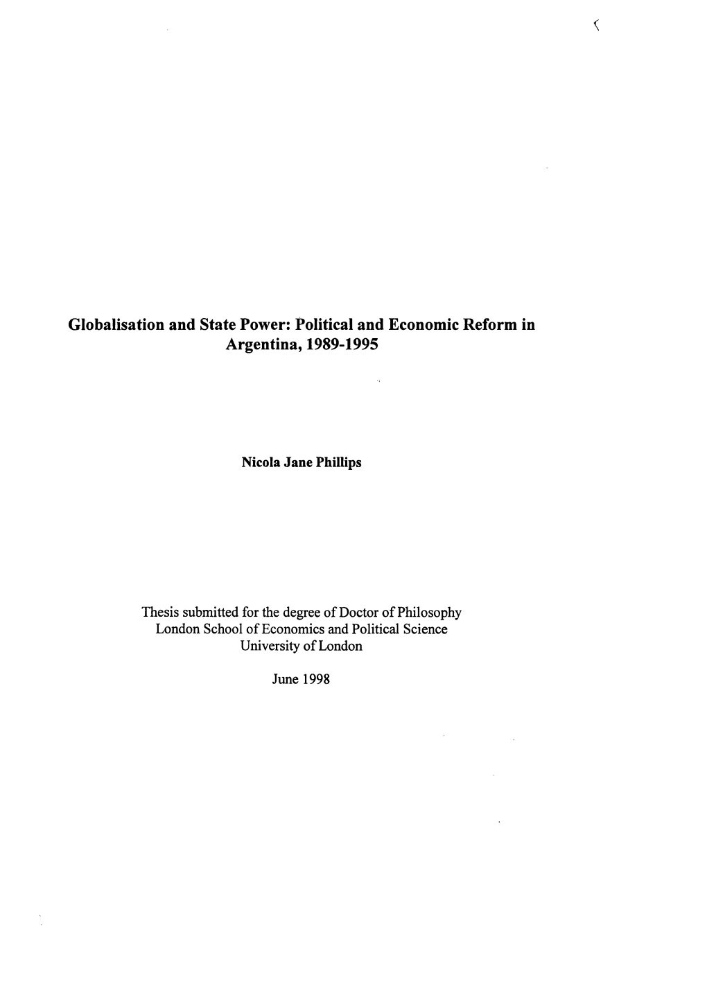 Political and Economic Reform Argentina, 1989-1995