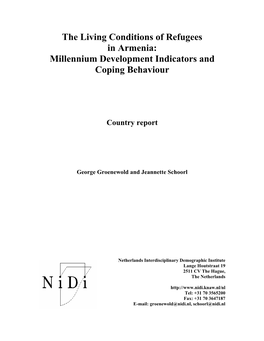 The Living Conditions of Refugees in Armenia: Millennium Development Indicators and Coping Behaviour