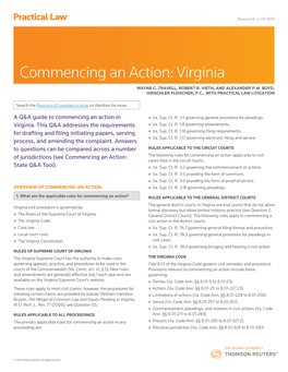 Commencing an Action: Virginia