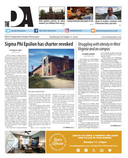Sigma Phi Epsilon Has Charter Revoked Struggling with Obesity in West