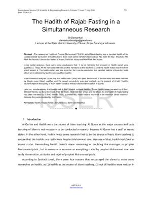The Hadith of Rajab Fasting in a Simultanneous Research