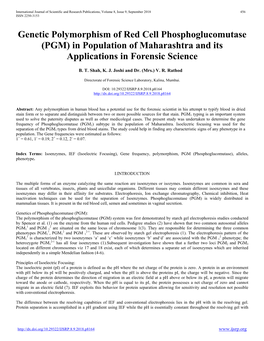 PGM) in Population of Maharashtra and Its Applications in Forensic Science