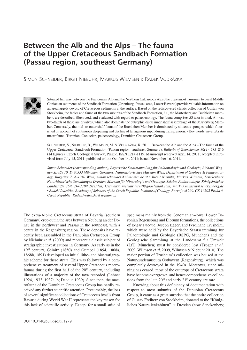 Between the Alb and the Alps – the Fauna of the Upper Cretaceous Sandbach Formation (Passau Region, Southeast Germany)