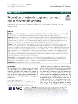 Regulation of Osteoclastogenesis by Mast