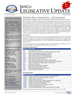 Maco Legislative Update