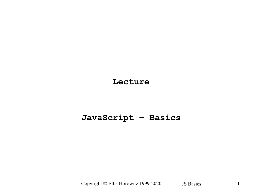 Lecture Javascript – Basics