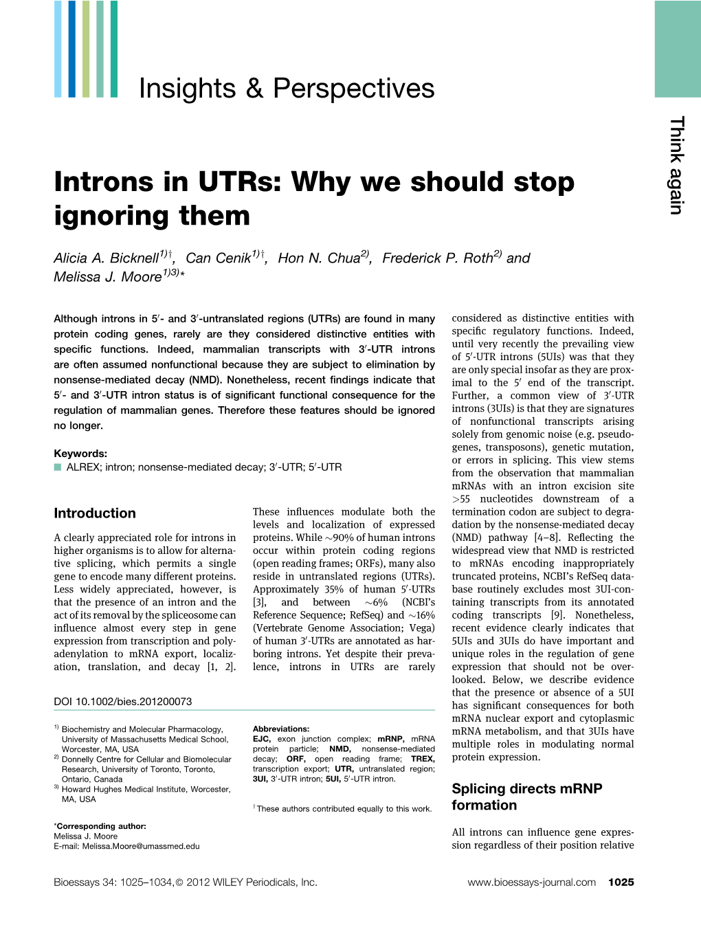 Introns in Utrs: Why We Should Stop Ignoring Them