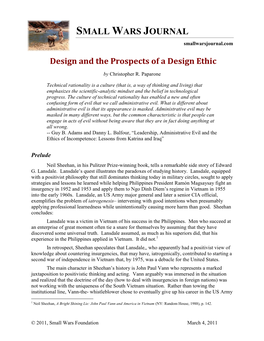 Design and the Prospects of a Design Ethic