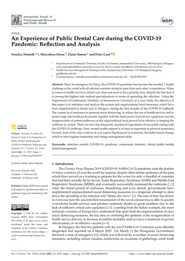An Experience of Public Dental Care During the COVID-19 Pandemic: Reﬂection and Analysis