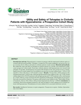 Utility and Safety of Tolvaptan in Cirrhotic Patients with Hyponatremia: a Prospective Cohort Study