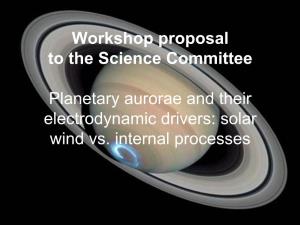 Workshop Proposal to the Science Comittee Comparative Planetary
