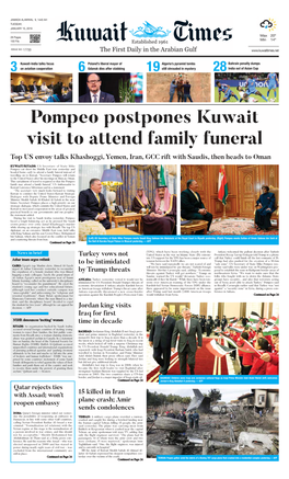 Pompeo Postpones Kuwait Visit to Attend Family Funeral