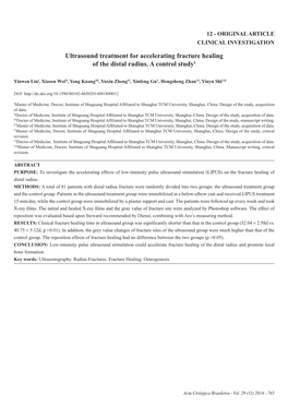 Ultrasound Treatment for Accelerating Fracture Healing of the Distal Radius