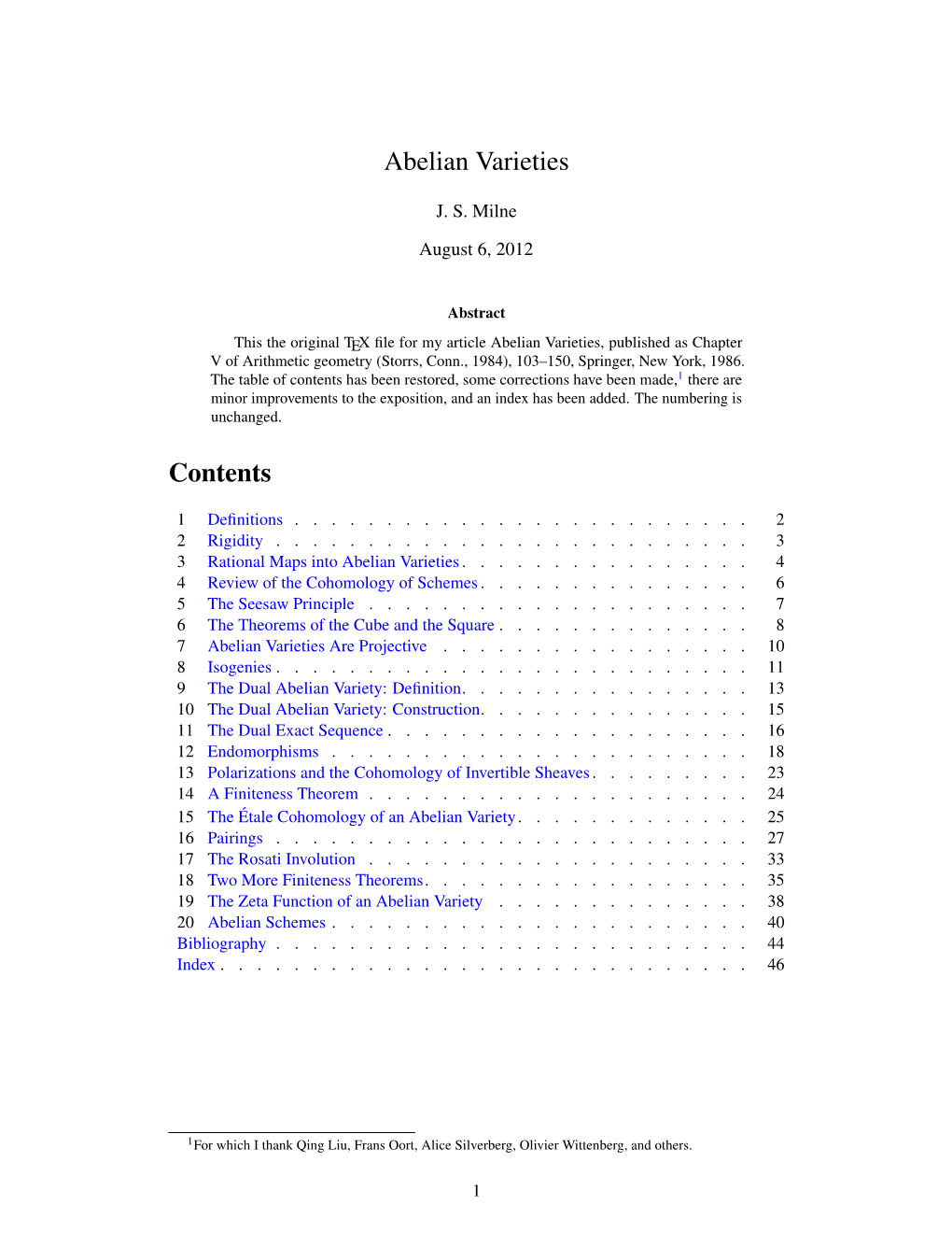 Abelian Varieties