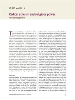 Radical Atheism and Religious Power New Atheist Politics