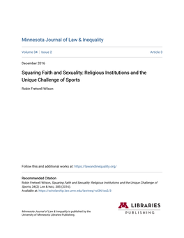 Squaring Faith and Sexuality: Religious Institutions and the Unique Challenge of Sports