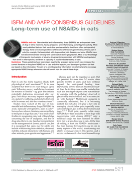 Guidelines for the Long-Term Use of Nsaids in Cats