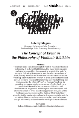 The Concept of Event in the Philosophy of Vladimir Bibikhin