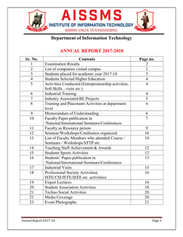 Department of Information Technology ANNUAL REPORT 2017-2018