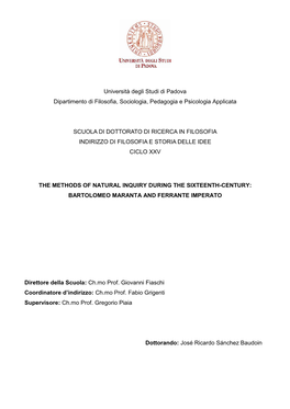 Università Degli Studi Di Padova Dipartimento Di Filosofia, Sociologia, Pedagogia E Psicologia Applicata