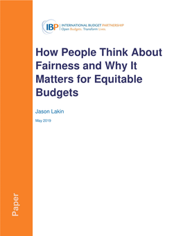 How People Think About Fairness and Why It Matters for Equitable Budgets
