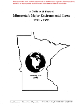 Minnesota's Major Environmental Laws 1971 - 1995