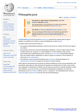 Philosophie Juive Aller À : Navigation, Rechercher Navigation Cet Article Ou Cette Section Concernant Les Juifs Et Le Accueil Judaïsme Doit Être Recyclé