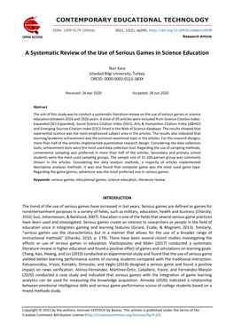 A Systematic Review of the Use of Serious Games in Science Education