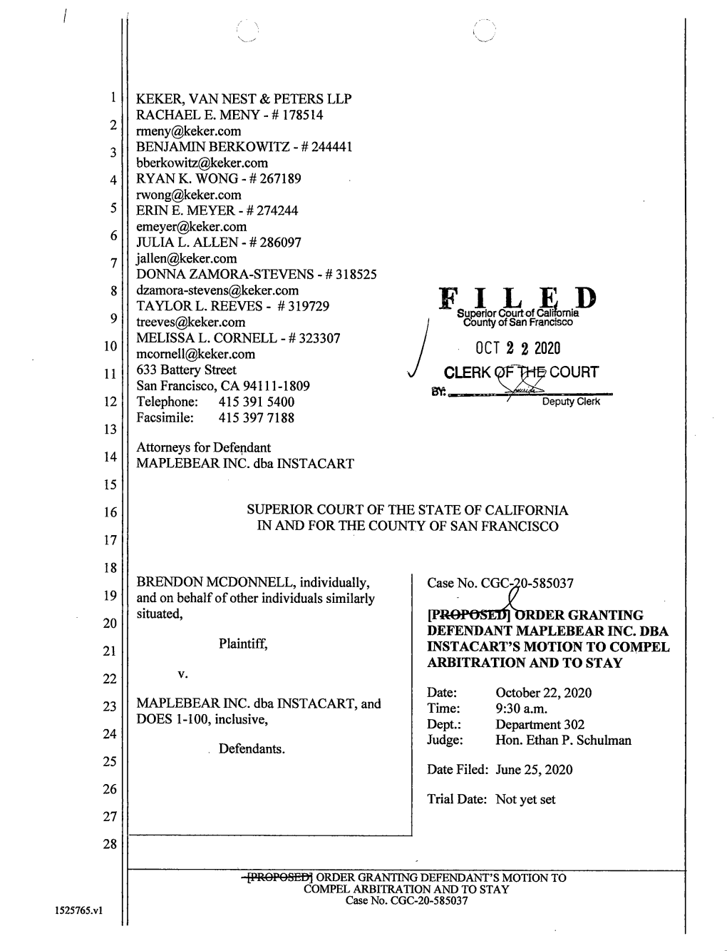 Brendon Mcdonnell V. Maplebear Order.Pdf