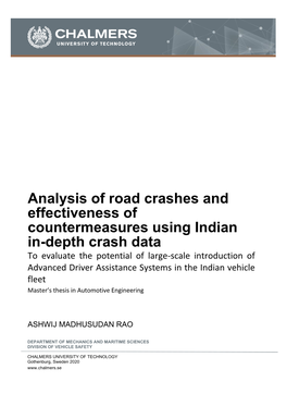 Analysis of Road Crashes and Effectiveness of Countermeasures Using Indian In-Depth Crash Data