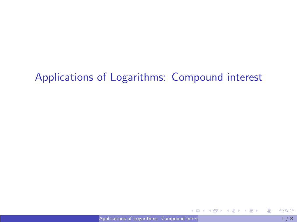 Applications of Logarithms: Compound Interest