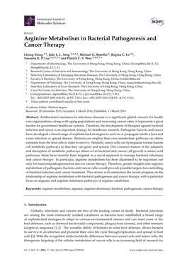 Arginine Metabolism in Bacterial Pathogenesis and Cancer Therapy