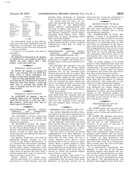 CONGRESSIONAL RECORD—HOUSE, Vol. 153, Pt. 2 January 29, 2007 Correct