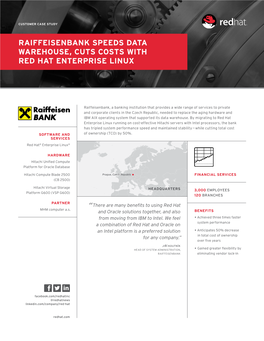 Raiffeisenbank Speeds Data Warehouse, Cuts Costs with Red Hat Enterprise Linux