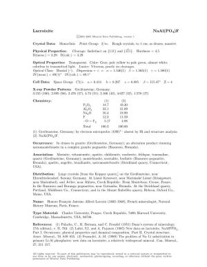 Lacroixite Naal(PO4)F C 2001-2005 Mineral Data Publishing, Version 1