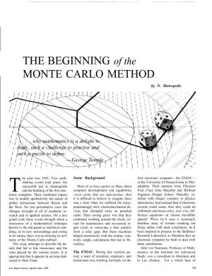 THE BEGINNING of the MONTE CARLO METHOD by N