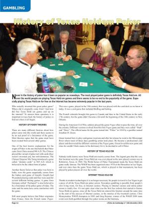 History of Texas Holdem Poker