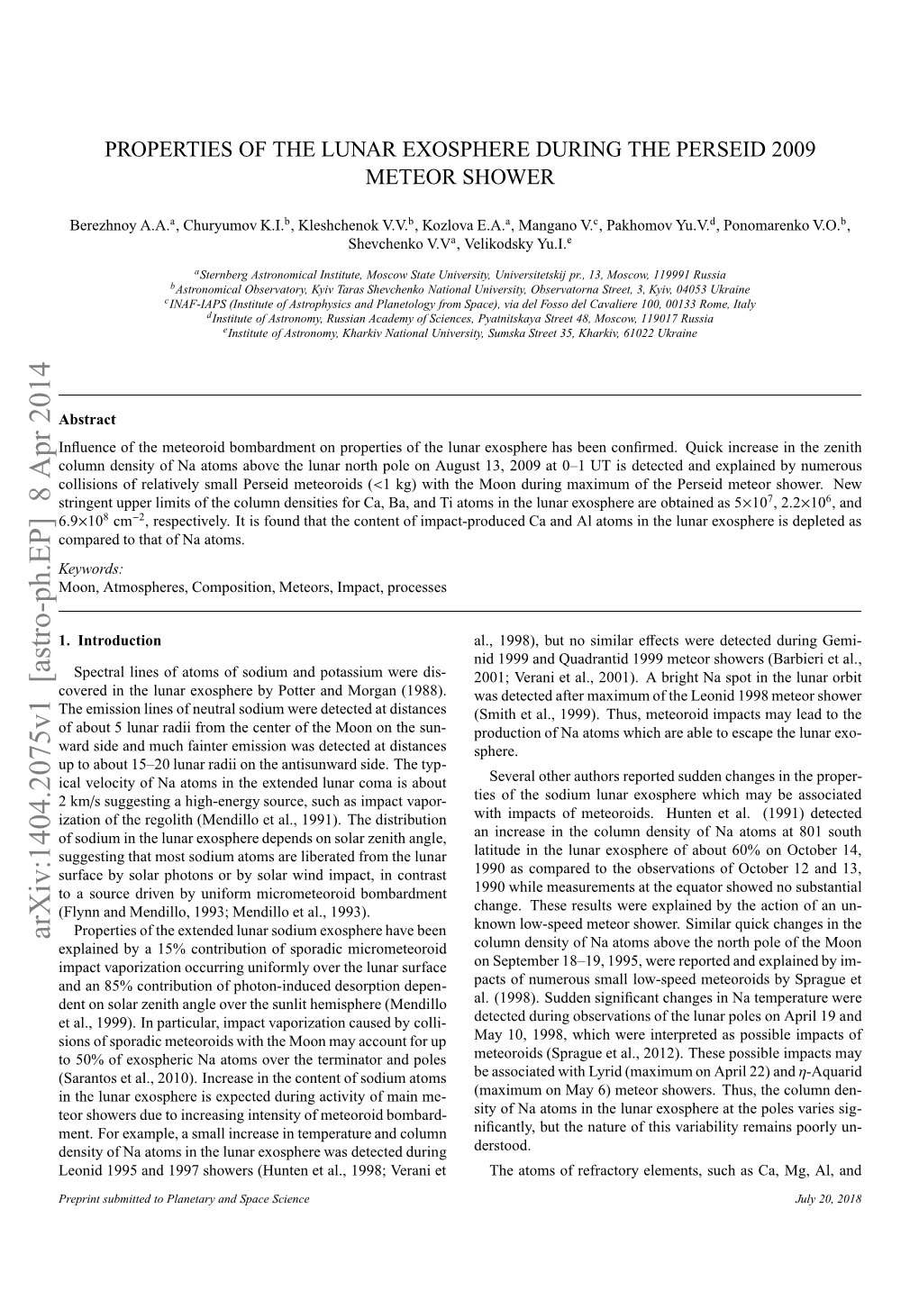 Properties of the Lunar Exosphere During the Perseid 2009 Meteor