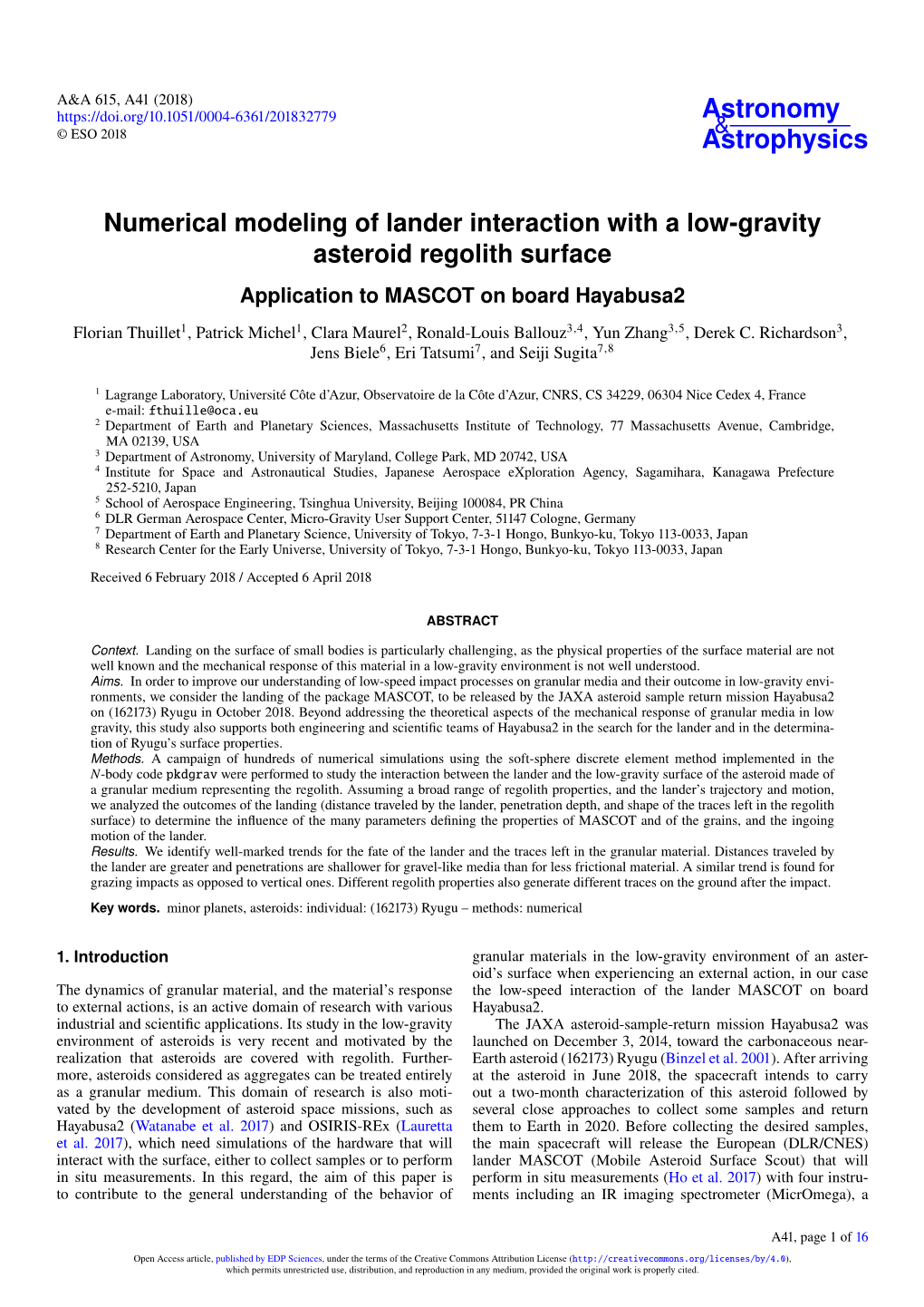 Numerical Modeling of Lander Interaction with a Low-Gravity